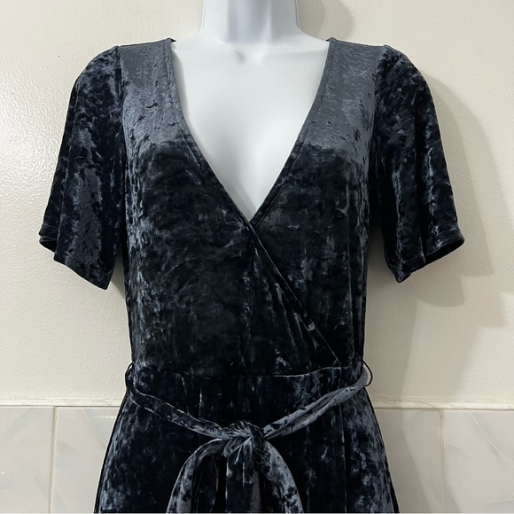 American Eagle Faux Wrap Mini Dress XS Blue Velvet Whimsigoth Fairy Grunge - Picture 2 of 9